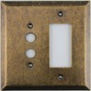 Jumbo Stamped Aged Antique Brass Two Gang Combo Wall Plate