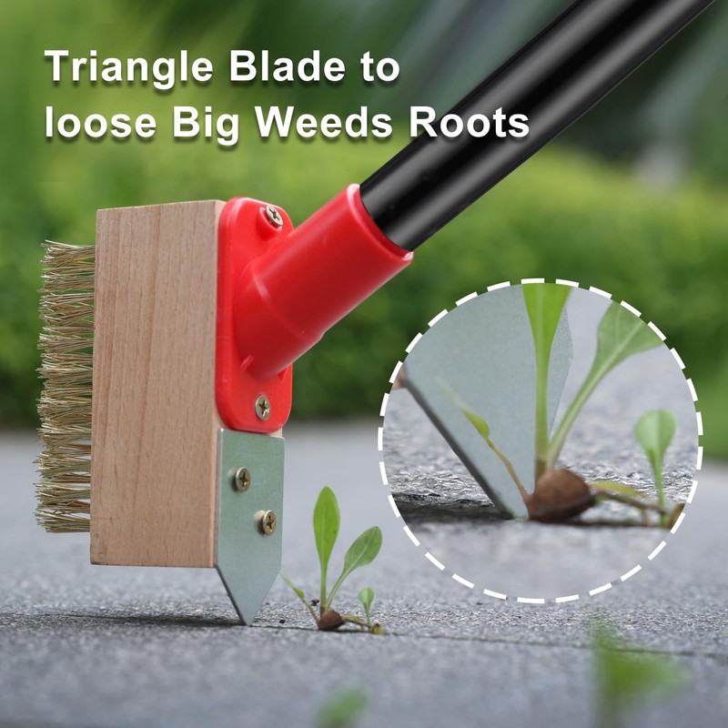 Mitclear Moss Remove Brush with Long Handle(53IN), Deck Crevice Cleaning