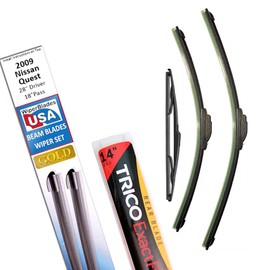 Beam Blade Wipers Replacement Set for 2009 Nissan Quest w/Rear - WiperBladesUSA Gold Beam Wiper Blades Wipers Set