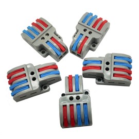 MTUERANC Wire Connectors, Compact Lever Wire Nuts Connectors Wire Terminals 2 in 4 Out for Quick Connect 28-12 AWG 5PCS (2 in 4 Out)