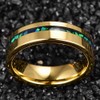 NUNCAD 6mm Men's Gold Tungsten Wedding Band Inlaid with Crushed