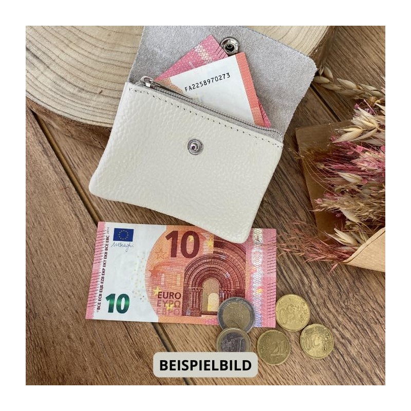 Women's Small Leather Wallet with Coin Compartment and Button Mini