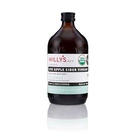 Willy's Organic ACV Apple Cider Vinegar with Mother - Probiotocs for Detox and Gut Health. 16.9oz Glass Bottle
