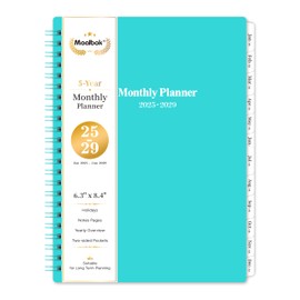 2025-2029 Monthly Planner/Calendar - JAN 2025 - JUN 2029, 4.5 Year Monthly Planner with Tabs, 6.4" x 8.5", 58 Monthly Planner, Two-Side Pocket, 9 Notes Pages, Suitable for Long-Term Planning - Green