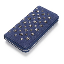 Daylight dl-3001 Men's Long Wallet, Studs, Star, Zip Around, Denim