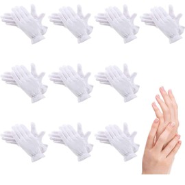 10 Pairs White Cotton Gloves - Cosmetic Moisturizer Gloves - Suitable for Dry Hands and Eczema, Beauty Cream and Touch Coins, Jewellery and Silver - Unisex