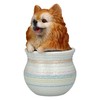 Pomeranian Dog Figurine in Flower Pot - Polyresin Dog Figurine,