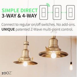Zooz 800 Series Z-Wave Long Range Toggle Dimmer ZEN74, White | Direct 3-Way (No Add-On Switch Needed) | Z-Wave Hub Required