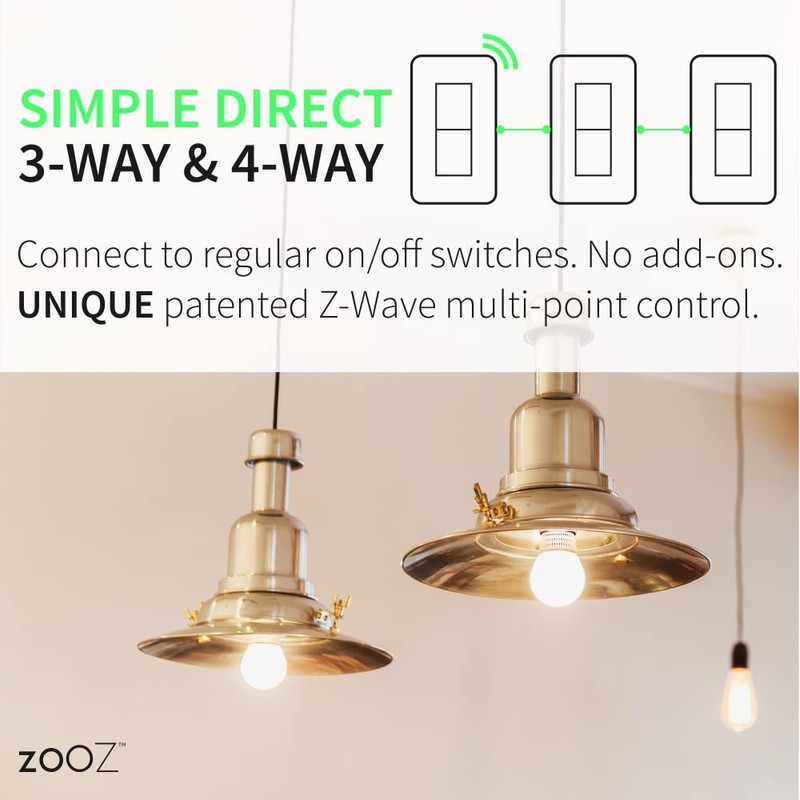 Zooz 800 Series Z-Wave Long Range Toggle Dimmer ZEN74, White