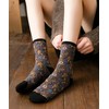 Women's Short Cotton Blend Socks Art Floral Retro Flowers All