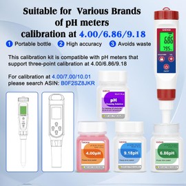 pH Buffer Solution 4,6.86,9.18 pH Calibration Solution for pH Meters | pH Buffer Calibration Solution Kit, with Cleaning Solution, Portable, Pre-Mixed
