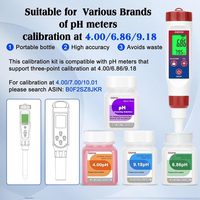 pH Buffer Solution 4,6.86,9.18 pH Calibration Solution for pH Meters