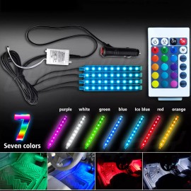 CHUSYYRAY 4x Car Interior Footwell LED Strip Lights RGB Multicolour Remote Atmosphere Lamp