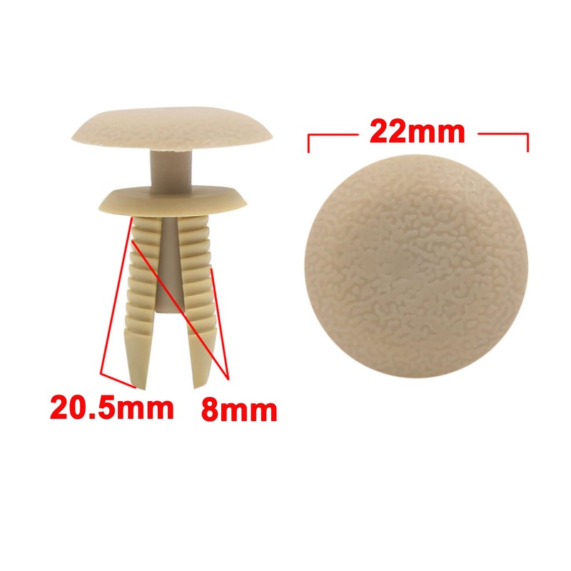 uxcell 50PCS 8mm Beige Truck Car Auto Bumper Fender Plastic