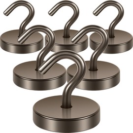 Neosmuk Magnetic Hooks, 47 kg, Extra Strong for Locker Organisation, Neodymium Magnets, Very Strong for Workshop Equipment, Rear Tent, Grill, Clothes Hooks, Grey