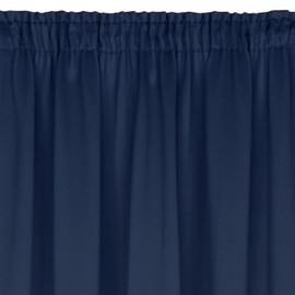 Eurofirany Logan Opaque Blackout Satin Curtain with Header Tape, 1 Item, Elegant, Smooth, Plain, Living Room, Bedroom, Dark Blue, 135 x 270 cm