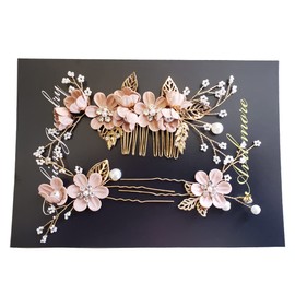 AVILMORE Flower Hair Comb Hairpin 3-piece Set, Hair Ornaments, Recitals, Hair Accessories, Weddings, School Entrance Ceremonies, Graduation Ceremonies, Kimono Hair Ornaments, Western Hair Ornaments