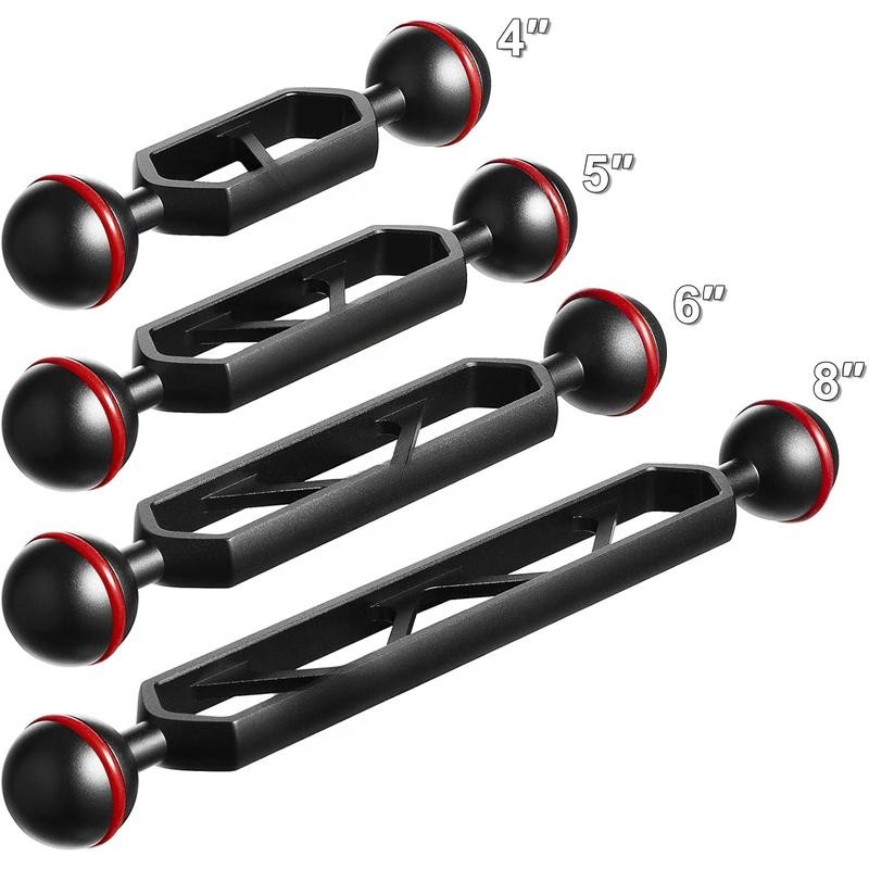 8" Double Ball Aluminum Extension Arm, 1" Ball Connector Underwater