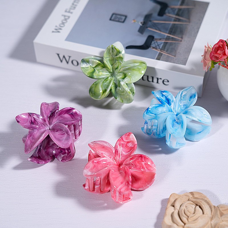 Mollettone Capelli Donna Fiori, Set di 4 Pinze Per Capelli