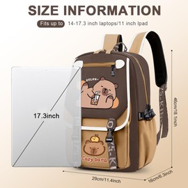 FCXVXCL Capybara Backpack Children, Primary Backpack Children's School Bookbag Large Capacity Kids Rucksack Student School Bookbag Travel Rucksack Gift for Kids Boys Girls