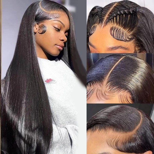 MUNONG Straight Lace Front Wigs Human Hair 200% Density 13x6