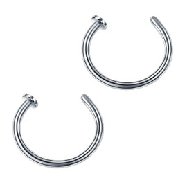 Decentraland Silvery 20G 0.8mm Titanium Septum Piercing Stainless Steel Septum Horseshoe Hoops Nose Rings C-shaped Nose Lip Piercing Nail Jewelry 8mm