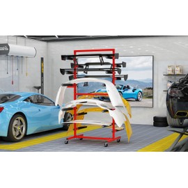 OREALLANDROL Adjustable Floor Bumper Stand Double Sided Storage Hanger Rack Brackets Car Automobile Parts Auto Body Bodyshop Bumpers with Wheels