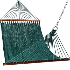 Lazy Daze Double 2 Person Caribbean Rope Hammock, Hand Woven Polyester Hammock with Spreader Bars for Outside Outdoor Beach Backyard Patio Poolside, Extra Large Hammock 450 LBS Weight Capacity