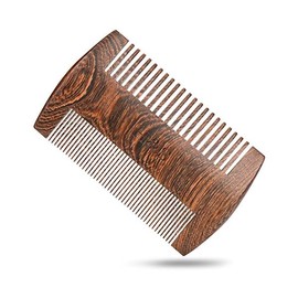 H&S Wooden Beard Grooming & Mustache Comb for Men - Tangle Free Wood Comb for Beard Straightener - Sandal Scented Travel Beard Growth Comb Tool for Hair Care