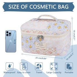 Large Makeup Bag, Cute Cosmetic Bag for Women Girls, Floral Coquette Aesthetic Toiletry Bag, Travel Make Up Organizer Bag (Ethnic style)