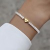 ALRNBY Gold Pearl Initial Bracelet for Women Dainty Pearl Bead