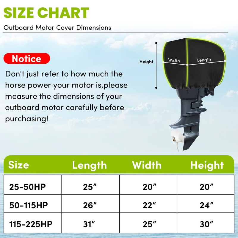 600D Heavy Duty Waterproof Outboard Motor Cover,Fade and Crack Resistant