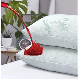 2 Pack Waterproof Bamboo Pillow Protector Cover Standard Body Size Pillow case （48*74，Green）