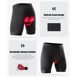 Niksa Cycling Shorts Mens 3D Gel Padded Anti-Slip Leg Grippers Bicycle Shorts with Phone Pockets MTB/Road Bike Shorts for Mountain Biking, Commuting Cycling（Black,M