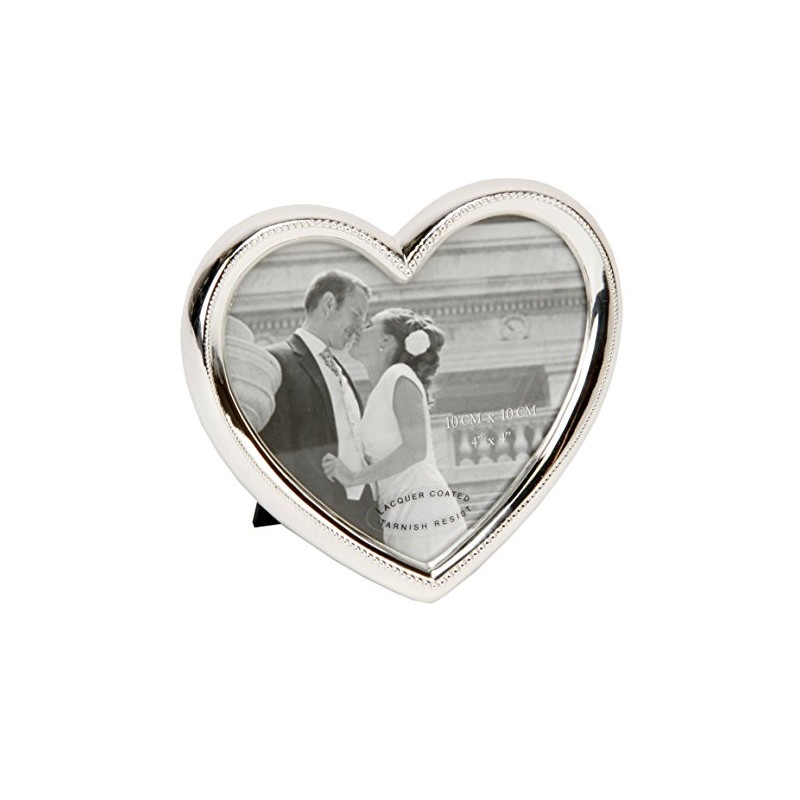 Oaktree Gifts Silver Plated Heart Alloy Photo Frame 4 x
