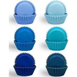 Gcardist Mini Muffin Cases Cupcake Cups Food Grade 6 Solid Blue Colors Mini 300 Pieces Muffin Paper Baking Cups Cupcake Cases (Mini Size)