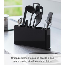 Yamazaki Home Tower Slim Kitchen Stand With Slim Depth - Convenient Storage For Cutting Boards & Utensils - Space-Saving Design, Easy To Clean - Steel