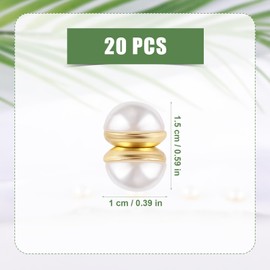 20pcs Veil Weights, Strong Hijab Magnets Pearl Pins Magnetic Hijab Pins for Clothes Scarves Niqab Pearl Veil Beautiful Wedding Double Sided Hijab Magnets for Women Girls (Gold)