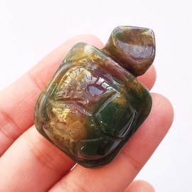Manekieko Natural Ocean Jasper Turtle Ncrystals and Healing Stones, 35 mm Hand Carved Animal Sculpture for Collecting, Fengshui Healing Crystal