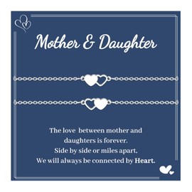 VU100 2Pcs Mother Daughter Bracelets Gifts for Mom Daughter Mommy and Me Bracelets Matching Heart Bracelets Christmas Birthday Gifts for Women Girls Mom