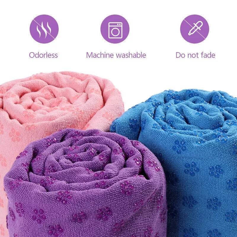 Non-Slip Yoga Towel Mat Fitness Gym Microfiber Blanket, Super Absorbent,