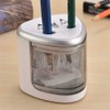 SUPERTOOL Electric Pencil Sharpener Automatic Sharpener Double Hole Silver Stationary