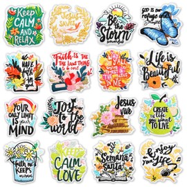 Jongdari 16pcs Christian Positive Affirmations Iron on Patches, Jesus Gods Inspirational Quote Cute Flower Embroidered Trucker Hat Sew on Applique Patches for Bags Clothes Jackets