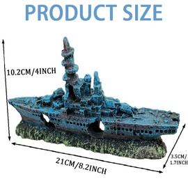 HoneTeek Fish Tank Decorations, Resin Shipwreck Aquarium Décor for Tank, Sunken Ship Fish Tank Accessories for Betta Fish, Wrecked Ship Fish Hideout Cave Freshwater Saltwater Tanks
