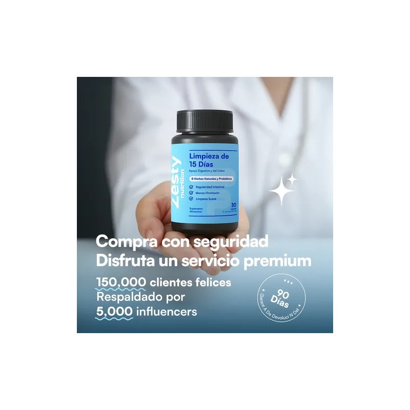 Zesty Detox Limpieza Digestiva Rápida 15 Días Suplemento