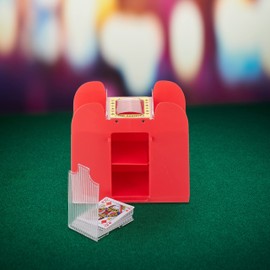 Relaxdays Card Shuffler, 6 Decks, Electric Shuffler for Cards up to 91 mm, Plastic, Card Shuffler, Red