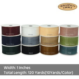 12 Color Organza Ribbon Set, 1" x 120 Yards, Sheer Ribbons for Gift Wrapping, Wedding Decorations, DIY Crafts, Hair Bows, Floral Arrangements