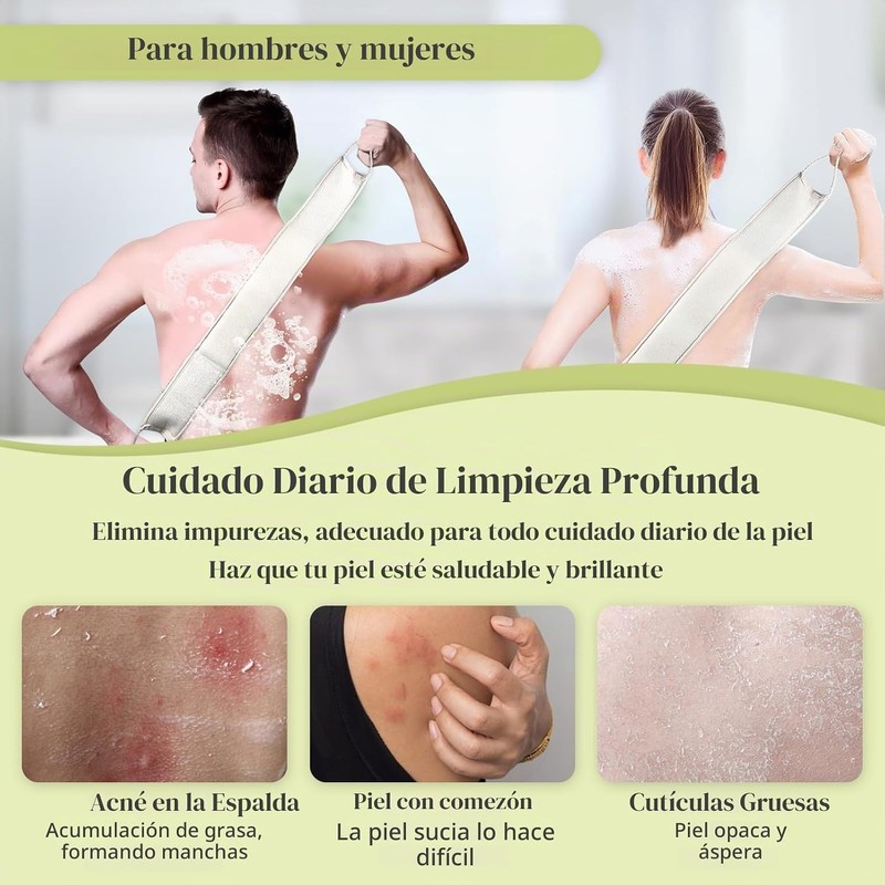 Esponja de lufa natural para la espalda, exfoliante corporal, exfoliante