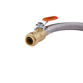 EFIELD 18-inch Push-fit Ball Valve Flexible Water Heater Connector, 3/4 inch x 3/4 inch FIP, Push-to-Connect, Copper, Pex, CPVC, Braided Stainless Steel -18 Inch