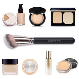 ENERGY Kabuki Foundation Brush Angled Powder Foundation Brush for Face Large Coverage Mineral Liquid Cream Flawless Powder Cosmetics - Buffing, Stippling,Blending Vegan Makeup Brushes 170S